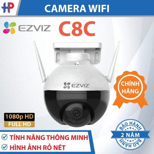 Camera Speedome  quay quét 360 Ezviz Cs-C8C chuyên dùng giám sát ngoài trời nhìn đêm với ánh sáng màu báo động  2.0MP full HD