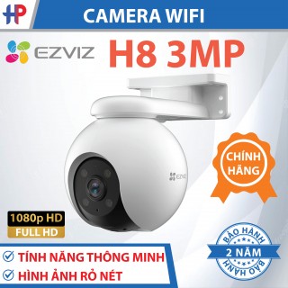 Camera Wifi CS-H8 Ezviz 3MP xoay 360 dùng ngoài trời -Ánh sáng màu nhìn đêm