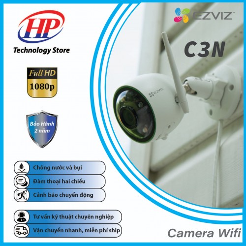 Camera WiFi EZVIZ CS-C3N  2.0MP Âm Thanh Báo Động Giọng Nói Dùng Ngoài Trời Có Ánh Sáng Màu, Hình Ảnh 2.0MP Full HD-Chính Hãng