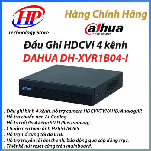 Đầu ghi hình 4 kênh dahua DH-XVR1B04-I hỗ trợ camera CVI/TVI/AHD/Analog/IP Full HD 1080P