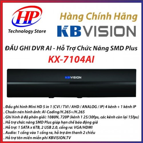 Top 1 Đầu thu 4 kênh KBvision 7104AI Hỗ trợ camera Full HD  xem camera qua điện thoại hỗ trợ tên miền miễn phí