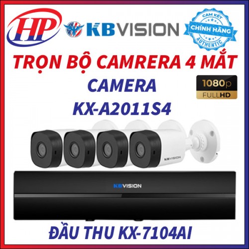Trọn gói bộ 4 mắt camera Kbvision KX-A2011S4 dùng cho gia đình giá rẻ